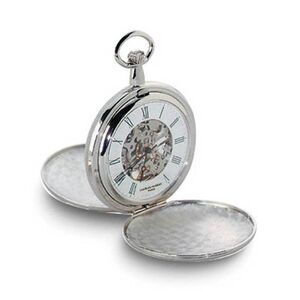 Charles Hubert Polished Chrome-finish White Dial 48mm Pocket Watch